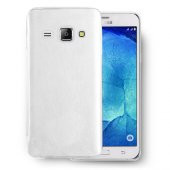 FitCase Samsung Galaxy J1 (J100) Kılıf Deri Dokulu Arka Kapak Beyaz - 1