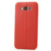 FitCase Samsung Galaxy E7 (E700) Ultra İnce Dikişli TPU Arka Kapak Kırmızı - 1