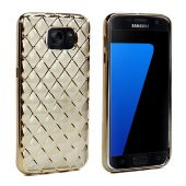 FitCase Samsung Galaxy S7 (G930) Kılıf Laser Baklava Desenli Gold - 1