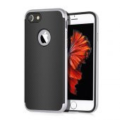 FitCase iPhone 7-8 2in1 Carbon Desen Arka Kapak Silver - 2