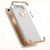 FitCase iPhone 7 / 8 Kılıf Golden Frame Arka Kapak Gri - 2