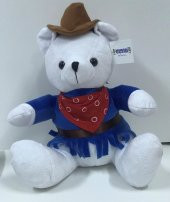 30CM ŞAPKALI KOVBOY AYI PELUŞ OYUNCAK,KALİTELİ SAĞLIKLI, PELUŞCU - 1
