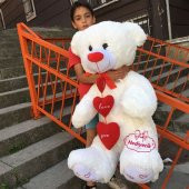 Peluş Kalp Tutan Sevimli Ayı Oyuncak Ayı 100 cm Sevgililer Günü Hediyesi - 5