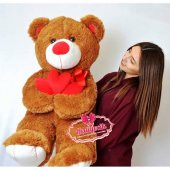 Peluş Kalp Tutan Sevimli Ayı Oyuncak Ayı 100 cm Sevgililer Günü Hediyesi - 7
