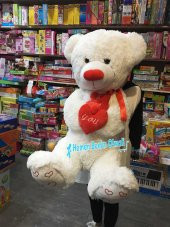 Peluş Kalp Tutan Sevimli Ayı Oyuncak Ayı 100 cm Sevgililer Günü Hediyesi - 8