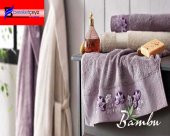 TAÇ Bornoz Takımı Lorisa Bambu Aile Seti Mürdüm-Vizon - 1