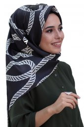 Siyah Desenli Tafta Eşarp - 1
