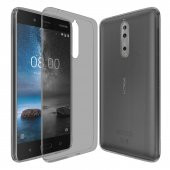 Nokia 8 Kılıf Soft Silikon Şeffaf-Siyah Arka Kapak - 1