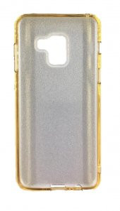 Samsung A8 Plus (A730) 3in1 Simli Silikon Arka Kapak Gold - 2