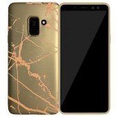 Samsung Galaxy A8 2018 (A530) Fırça Desen Silikon Arka Kapak Gold - 3