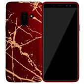 Samsung Galaxy A8 Plus (A730) Fırça Desen Silikon Arka Kapak Kırmızı - 3