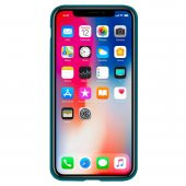 iPhone X/XS Fırça Desen Silikon Arka Kapak Mavi - 2