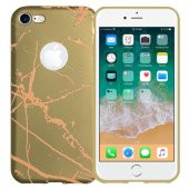 iPhone 7-8 Fırça Desen Silikon Arka Kapak Gold - 3