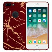 iPhone 7-8 Plus Fırça Desen Silikon Arka Kapak Kırmızı - 3