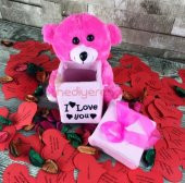 Sevgiliye Hediye Mini Peluş Ayı Romantik Aşk Kutusu - 3