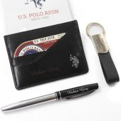 U.S. Polo Assn. İsme Özel Deri Kartlık Cüzdan Kalem ve Anahtarlık - 1