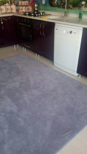 Nur Home Gri Düz Model Lastikli Halı Örtüsü - 4