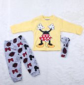 Tram Baskılı Kız  3lü Takım 1057 Sarı - 1