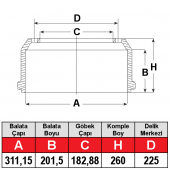 ARVIN MERITOR AC Kampana- ROR ROCKWELL 310 x 190 TM 20000 - TM 22500 - TM 1 22510 - 2