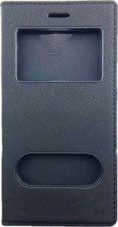 LG Q6 Kılıf Çift Pencereli Kapaklı Deri Dolce + Cam Jelatin - 4