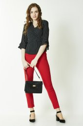 BAYAN BILEKTE PANTALON GENÇ KALIBI SORALLİNE 1683 KIRMIZI - 2