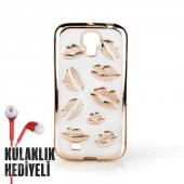 Secron Samsung Galaxy S4 Dudak Desenli Silikon Kılıf Gold - 1