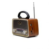 Everton RT-301 Bluetooth, Nostalji ,Şarjlı 3 Band Radyo ,usb, sd ,Aux, mp3 player dalgalı ahşap - 1