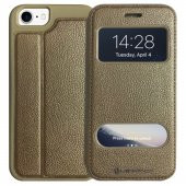 iPhone 7-8 Gizli Mıknatıslı Pencereli Magnum Kılıf Gold - 2