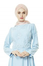Fashion Night Güpürlü Abiye Elbise-Buz Mavisi 4179-14 - 1