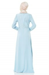 Fashion Night Güpürlü Abiye Elbise-Buz Mavisi 4179-14 - 2