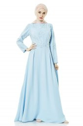 Fashion Night Güpürlü Abiye Elbise-Buz Mavisi 4179-14 - 6