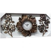 Üç 3 Parça Çiçek Bakır Ferforje Eski Görünüm Oymalı Duvar Saati thumbnail 2