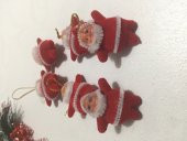 Küçük 6 Adet Askılı Kırmızı Noel Baba Çam Ağacı Ağaç Süsü Süsleri - 2