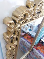 Büyük Dev Sarı Yaldız Rustik Boy Banyo Salon Komodin Duvar Aynası thumbnail 1