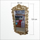 Büyük Dev Sarı Yaldız Rustik Boy Banyo Salon Komodin Duvar Aynası thumbnail 3