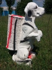 Kemikli Sevimli Köpek İç Dış Mekan 55cm Şemsiyelik Sepetli Heykel - 1