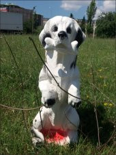 Kemikli Sevimli Köpek İç Dış Mekan 55cm Şemsiyelik Sepetli Heykel - 3