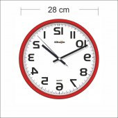 Ters Kadran 28cm Terse Çalışan Kırmızı Çerçeve Duvar Saati - 2