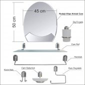Ayna 40x50cm Metal Krom Banyo Tuvalet Lavabo Boy Duvar Ayna Seti - 1