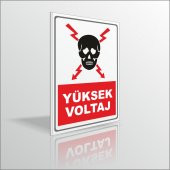 Yüksek Voltaj İkaz ve Uyarı Levhası 18x24cm 3mm Suya Dayanıklı - 1