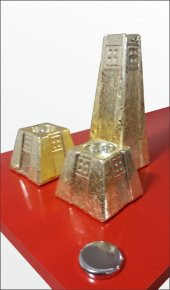 3 lü Külçe Altın Varak Kaplama Renk Porselen Büyük Kalın Şamdan Mumluk - 2