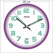 Ultra Mor Çerçeve 28cm Çap Sessiz Kaliteli Fosforlu Duvar Saati - 2