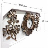 Üç 3 Parça Çiçek Bakır Ferforje Eski Görünüm Oymalı Duvar Saati thumbnail 3