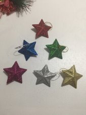 Yılbaşı Ağacı İçin Askılı Simli Yıldız 3 Boyutlu Kaliteli Parçs - 1