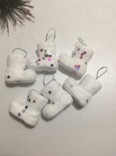 Yılbaşı Ağacı Ağaç İçin Karlı Beyaz Askılı Çizme Süs Süsü Süsleri - 1