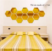 Altıköşe Altıgen Geometrik Hexagon 4 mm Cam 18x16 Duvar Boy Aynası - 4