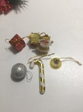 Küçük Yılbaşı Renkli Yaldızlı Çam Ağacı Ağaç Süsü Süsleri Süs - 1