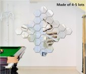 Altıköşe Altıgen Geometrik Hexagon 4 mm Cam 18x16 Duvar Boy Aynası - 7