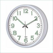 22 cm Karanlıkta Parlayan Fosforlu Beyaz Kahve Siyah Duvar Saati thumbnail 1