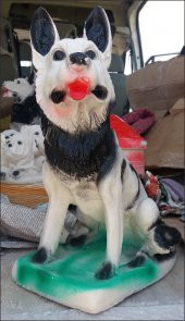 Şirin Kurt Köpek Köpeği Kaideli Kapı Yanı Oda Bahçe Süsü Heykeli - 2